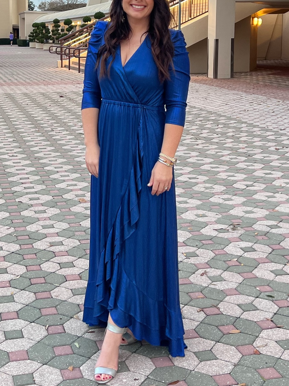 Retrofete Blue Pleated Maxi Dress Like New